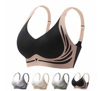 Yeluptu Super Gather Bra, Wireless Push-Up Bra, Push Up Back Smoothing Bra, Soft Comfortable Gather Bra (Black,XL)
