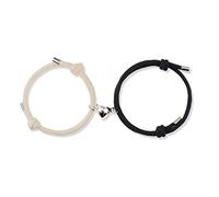 YELUWA 2 Pezzi Braccialetti Magnetici per Coppie per Donna Uomo Attrazione Reciproca Fatta a Mano Bracciali Abbinati a Lunga Distanza Voti di Amore Eterno Regalo di San Valentino, Nero/Bianco Corda