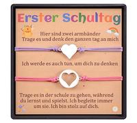 YELUWA 2 Pezzi Regali di Ritorno a Scuola, Set di Bracciali a Cuore per Madre e Figlia, Regali per il Primo Giorno di Scuola Regali per Ragazze e Ragazzi, Gioielli Mamma e Me (Rosso Rosa&Viola) DE