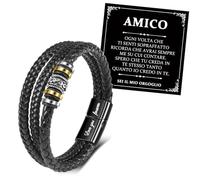 YELUWA Bracciale Caro Amico, Bracciale In Pelle Intrecciata Per Da Uomo
