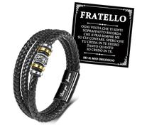 YELUWA Bracciale Caro Fratello, Regalo in Pelle Intrecciata Da Uomo