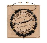 YELUWA Bracciale Donna, Idea Regalo Donna Compleanno Originale Per Collega Mamma Sorella Amicizia Nipote Moglie Fidanzata Regali di Compleanno San Valentin Natale Bracciale in Pietra Naturale Nero