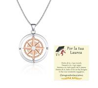 YELUWA Regali di Laurea per Lei 2024 Collana con Bussola Ruota per Donne Ragazze, Regali di Sobrietà per Studenti Nipote Figlia Migliori Amiche Collega Sorella Nipote Insegnante