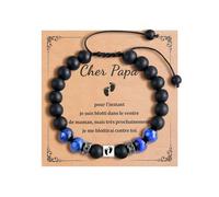 YELUWA Regalo Festa Del Papà, Bracciale Uomo Pietre Naturali 8mm, Idee Regalo per Papa Originale, Regali Futuro Papà, Regali Compleanno per Papa FR