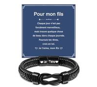 YELUWA Ti Voglio Bene Bracciale per Figlio, Uomo Bracciale in Pelle da Uomo Infinito Nodo Regalo da Uomo per Lui Figlio Uomo Fratello Fidanzato Natale Regalo Compleanno per Figlio Bracciale Uomo FR