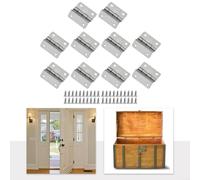 Yelvera 10 cerniere a tre pieghe per armadietti, placcati in nichel, in ferro argentato, 4 fori, ad angolo retto, accessori decorativi per scatole di legno, armadi, armadi, gioielli vintage e porte