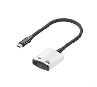 Yelvera Adattatore per occhiali da USB C ad AR, display 8K 60 Hz, 100 W, ricarica rapida, 480 Mbps, cavo in nylon da 10 cm, bianco e blu, per dispositivi di tipo C, progettisti, sviluppatori, creatori