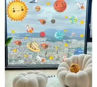 Yelvera Autoadesivo statico del pianeta del fumetto per le applicazioni di vetro interne compreso uso commerciale residenziale e leggero