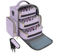 Yelvera Organizer per smalti, organizer per unghie a 3 strati e borsa per il trasporto, sacchetti trasparenti rimovibili, tasche laterali, borsa organizer per kit per unghie (viola)