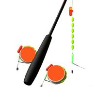 Yelvera Set di canne da pesca a forma di gamberetti con luce notturna, ricerca automatica inferiore per acqua dolce, palo in carbonio fluorescente al buio con gancio in acciaio per bambini e famiglia