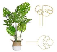 YELYTR 2 supporti per piante in alluminio con design a foglie, piante d'appartamento, alocasia e monstera, ideali come accessorio per la crescita delle piante da esterno e supporto per tronchi (oro)