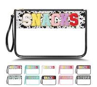 YEMEDA Sacchetto trasparente con cerniera in ciniglia per viaggi, borsa per lettere di trucco trasparente in nylon, borsa cosmetica impermeabile in PVC, borse per snack per donne e ragazze, borse
