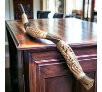 Yemenita Kudu Horn Shofar 28" - 30'' Leone di Giuda rivestito in argento con ...