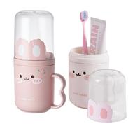 Yemiany spazzolino da denti bambini, 2 pezzi cartone animato spazzolino da denti caso, portaspazzolino da viaggio bambini, adatto per il campeggio, luso quotidiano, 6,5x17,5 cm, bianco + rosa