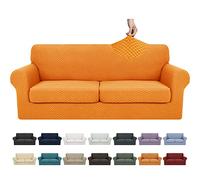 YEMYHOM Just Contempo - Copridivano elasticizzato con 2 cuscini extra large, 3 pezzi, per divano con 2 federe elastiche antiscivolo (arancione), 180-231 cm (2 cuscini)