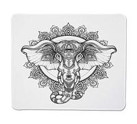 YENDOSTEEN Elephant Mandala, Sacred Indian Credence Testa di Animale con Dettagli Etnici tribali Floreali, in Bianco e Nero, Bordo Cucito Antiscivolo
