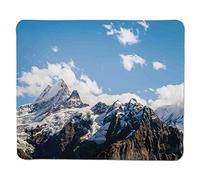 YENDOSTEEN Lake House Decor, Snowy Mountain Scenery in Estate Cielo nuvoloso Bellezza Naturale Pattern, Bianco Blu Marrone Cucita Bordo Antiscivolo in Gomma