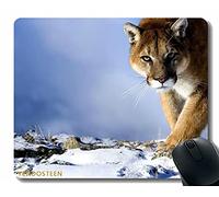 YENDOSTEEN Pad Mouse personalizzato, Puma Snow Hunting Trick Big Cat Predator 52667 Pad Mouse con bordo cucito
