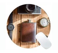 YENDOSTEEN Tappetini per Mouse Rotondi con Mappa Personalizzati, Non mollare mai Le Parole con la Bussola Il Tappetino per Mouse Rotondo con Orologi Quinto Orologi con Bordo Cucito