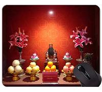 YENDOSTEEN Tappetino per Mouse Antiscivolo, Pregate Il Tappetino per Mouse con Base in Gomma Antiscivolo della Statua del Buddha