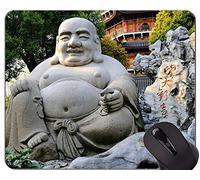 YENDOSTEEN Tappetino per Mouse da Gioco, Pad di Mouse in Gomma Zen del Buddha della Statua del Buddha Che Ride