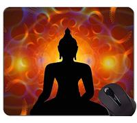 YENDOSTEEN Tappetino per Mouse da Gioco, Tappetino per Mouse in Gomma Raffigurante Silhouette Religion Buddha Statue