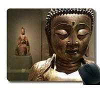 YENDOSTEEN Tappetino per Mouse Personalizzato, Lavorare sodo, Non Dimenticare Il Cuore, Tappetino per Mouse con Testa di Buddha e Bordo Cucito