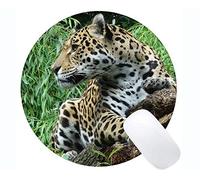 YENDOSTEEN Tappetino per Mouse Rotondo con Bordo di Chiusura, Mousepad con Base in Gomma Antiscivolo per Animal World Wild Leopard