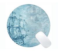 YENDOSTEEN Tappetino per Mouse Rotondo da Gioco in Gomma Antiscivolo della Bussola, Tappetino per Mouse Rotondo in Gomma per Nave Antica della Bussola