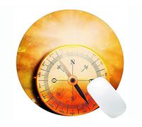 YENDOSTEEN Tappetino per Mouse Rotondo in Gomma Antiscivolo con Bussola, Tappetino per Mouse Rotondo con Bussola Solare Vintage con Bordo Cucito