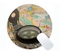 YENDOSTEEN Tappetino per Mouse Rotondo Personalizzato Serie Leopard Personalizzata, Non mollare mai Le Parole con Il Tappetino per Mouse Rotondo Mappa Bussola con Bordo Cucito