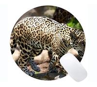 YENDOSTEEN Tappetino per Mouse Rotondo Serie Custom Leopard Originale, Tappetini per Mouse Rotondi Leopard Family Animal Cat