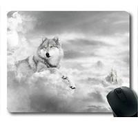 YENDOSTEEN Yanteng Mousemat, Fantasy Moon Dog Wolf White Art Bianco e Nero Gaming tappetini per Il Mouse (Multicolore)