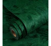 YENHOME Carta Adesiva Verde Scuro Velluto per Camera da Letto 60 x 300 cm Carta da Parati Verde Scuro Vintage Tessuto Pellicola Autoadesiva Velluto per Mobili Tavolo Scatola Cassettiera Progetti DIY