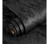 YENHOME Carta Autoadesiva in Velluto Nero Carta da Parati Adesiva 40x1000cm Floccata Rotolo Adesivo Velluto Muro Nero Salotto Camera Da Letto Decorativa Floccata per Mobili Armoire Cassetto