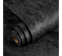 YENHOME Carta da Parati Adesiva Muro Nero Tessuto Cassettiera 40x200cm Carta da Parati Moderna Velluto Feltro Pellicola Adesiva per Nero per l'Arredamento del Soggiorno e Della Camera da Letto