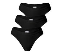 Yenita Bustino da donna, slip o perizoma, in cotone, set da 3 pezzi di biancheria intima sportiva, supporto leggero e slip per tutti i giorni, tempo libero e allenamento, Perizoma - Nero, M
