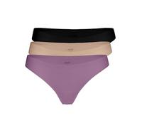 Yenita Confezione da 3 stringhe da donna Invisible, Tanga senza cuciture in microfibra, Mix (nero/tortora/prugna), S
