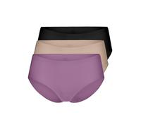 Yenita Confezione da 3 slip da donna senza cuciture in microfibra Invisible Low Cut Hipster, Mix (nero/tortora/prugna), M