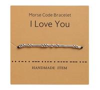 yenlk Morse Code, braccialetto con perline su cordoncino di seta, braccialetto in argento con codice segreto, Misura unica, Nylon, Nessuna pietra preziosa