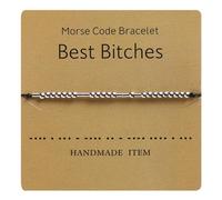 yenlk Morse Code, braccialetto con perline su cordoncino di seta, braccialetto in argento con codice segreto, Misura unica, Nylon, Nessuna pietra preziosa