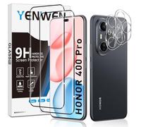 Yenwen Pellicola proteggi schermo per Honor 400 Pro 5G, confezione da 2 pezzi in vetro temperato con 2 protezioni per fotocamera, durezza 9H, pellicola protettiva per cellulare, HD, trasparente