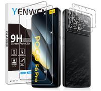 Yenwen Vetro Temperato Compatibile con Xiaomi POCO F6 Pro, 2 Pezzi Vetro Temperato Pellicola Protettiva + 2 Pezzi Pellicola Fotocamera, Antigraffio, Durezza 9H, Senza Bolle