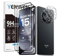 Yenwen Vetro Temperato per Xiaomi Redmi Note 15 5G, 2 Pezzi Glass Pellicola Protettiva + 2 Pezzi Pellicola Fotocamera Protezione, Anti Graffio, Anti-Impronte, Senza Bolle