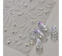 Yeomju 24 PCS Bianco Pizzo Francese Perline Art Adesivi Autoadesivi 5D Nail Sticker Linea Estrattore per Arte Design Accessori