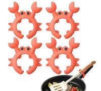 Yeomju 4 pezzi di supporto per spatola, a forma di granchio, in silicone, anti-scottatura, supporto regolabile per utensili da granchio, supporto per cucchiai per pentola di troppopieno