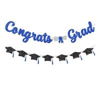 Yeomju School Party - Striscione di congratulazioni blu e nero con nappa decorativa college per feste