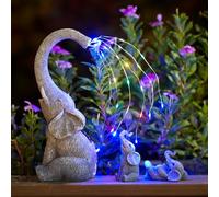 Yeomoo Figure decorative da giardino con catena luminosa a energia solare per esterni: madre di elefante con 2 elefanti per bambini, decorazione da giardino per esterni, regali per mamma e donne
