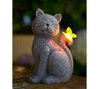 Yeomoo Figure di gatti con farfalla solare decorazione soggiorno giardino decorazione per esterni: divertente regalo per donne mamma compleanno figure giardino impermeabile camera giardino balcone