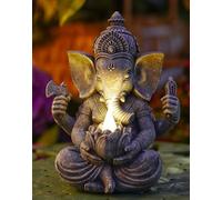 Yeomoo Ganesha Figura Buddha con lampade solari per la decorazione del soggiorno, della scrivania, dell'accessorio: Ganesha Zen Giardino Buddha Figura regalo per uomini donne mamma resistente alle